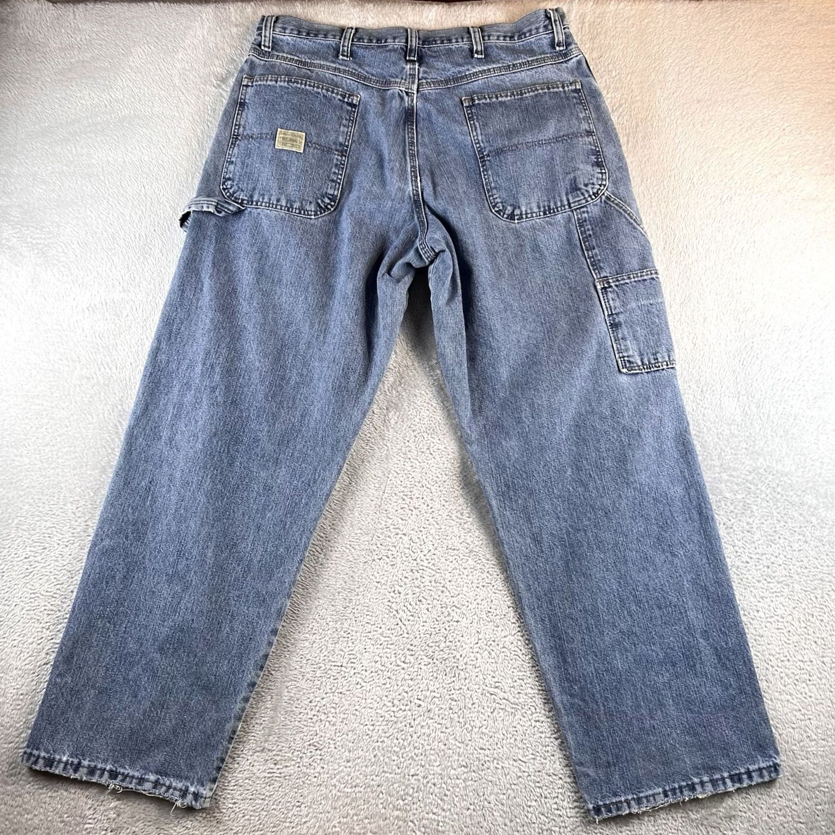 Wrangler VINTAGE Wrangler Carpenter Jeans Mens 34x30 Blue Faded Grunge Y2K Baggy Wide Leg Jeans Size US 34 / EU 50 - 2 Thumbnail