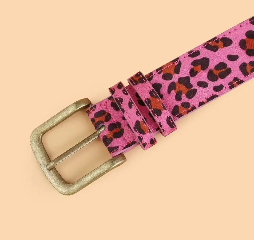 Japanese Brand Pink Leopard Printed Belt Size ONE SIZE - 2 Thumbnail