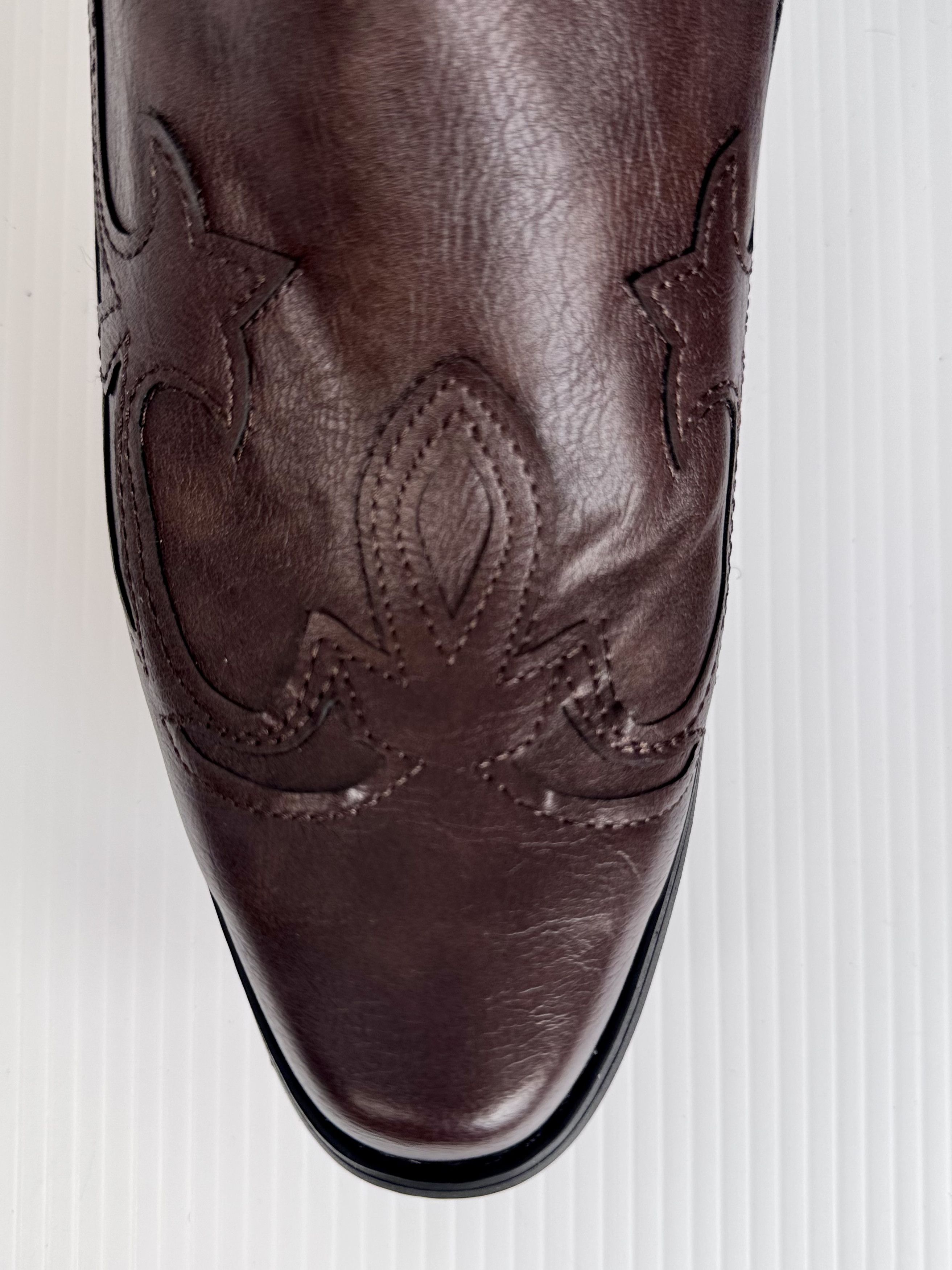 Other Retro VIntage Brown Faux Leather Cowboy Boots Size US 12 / EU 45 - 6 Thumbnail