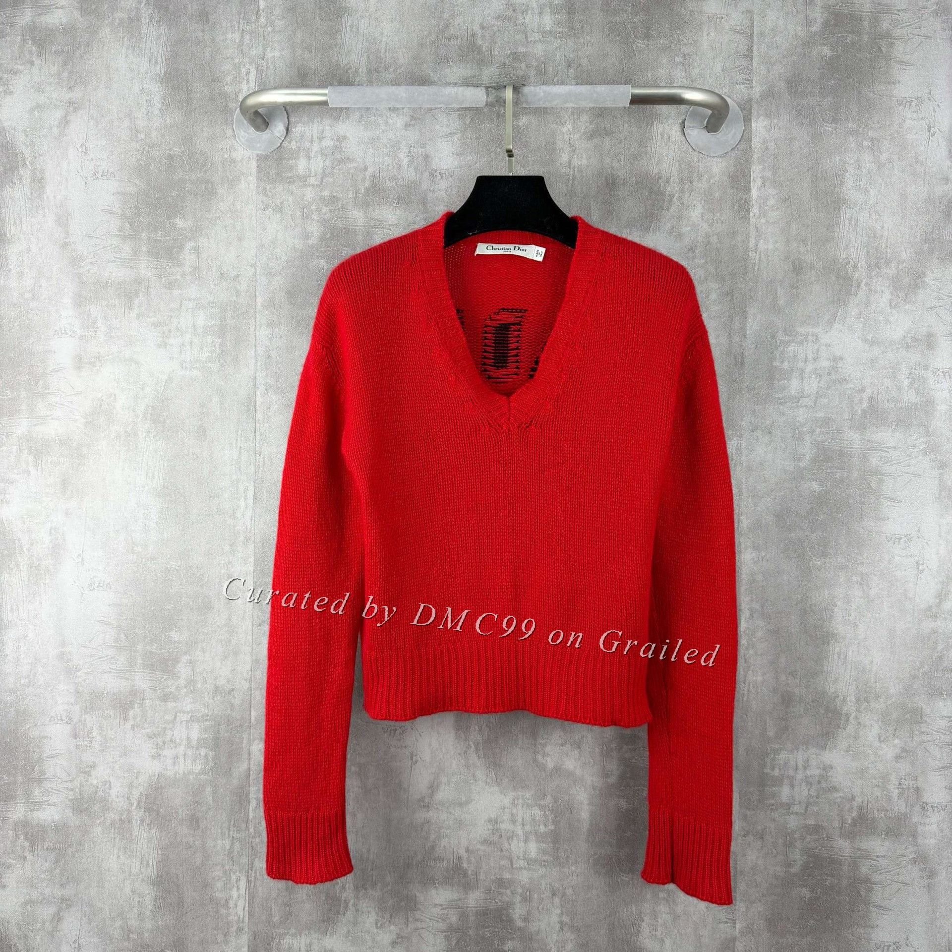 Dior Dior Red Logo Cashmere Knit Sweater Size XXS / US 00 / IT 34 - 1 Thumbnail