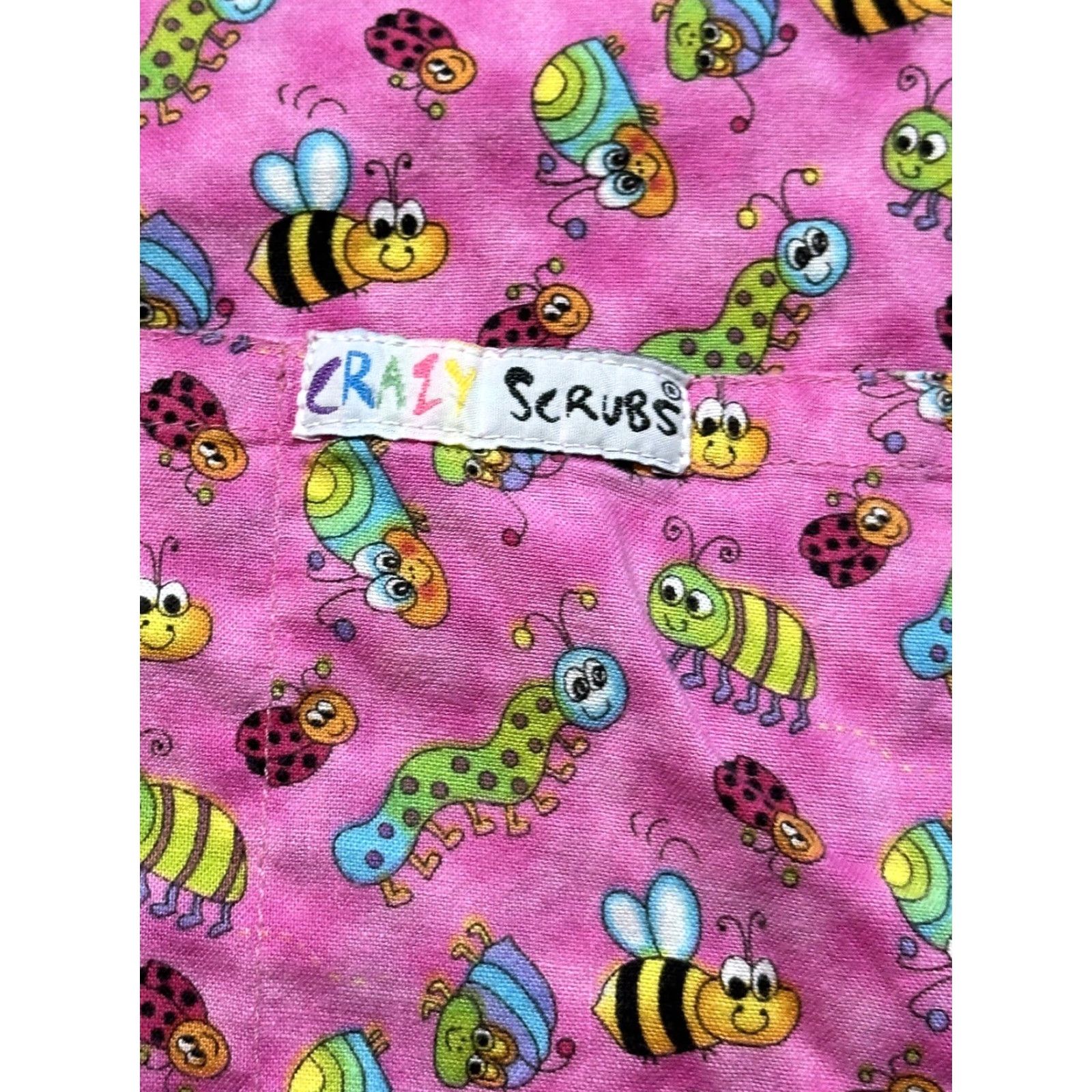 Pinko VINTAGE Scrub Top Women’s Size Oversized Small Pink Bugs Bees Ladybug Cotton Short Sleev Size S / US 4 / IT 40 - 4 Thumbnail