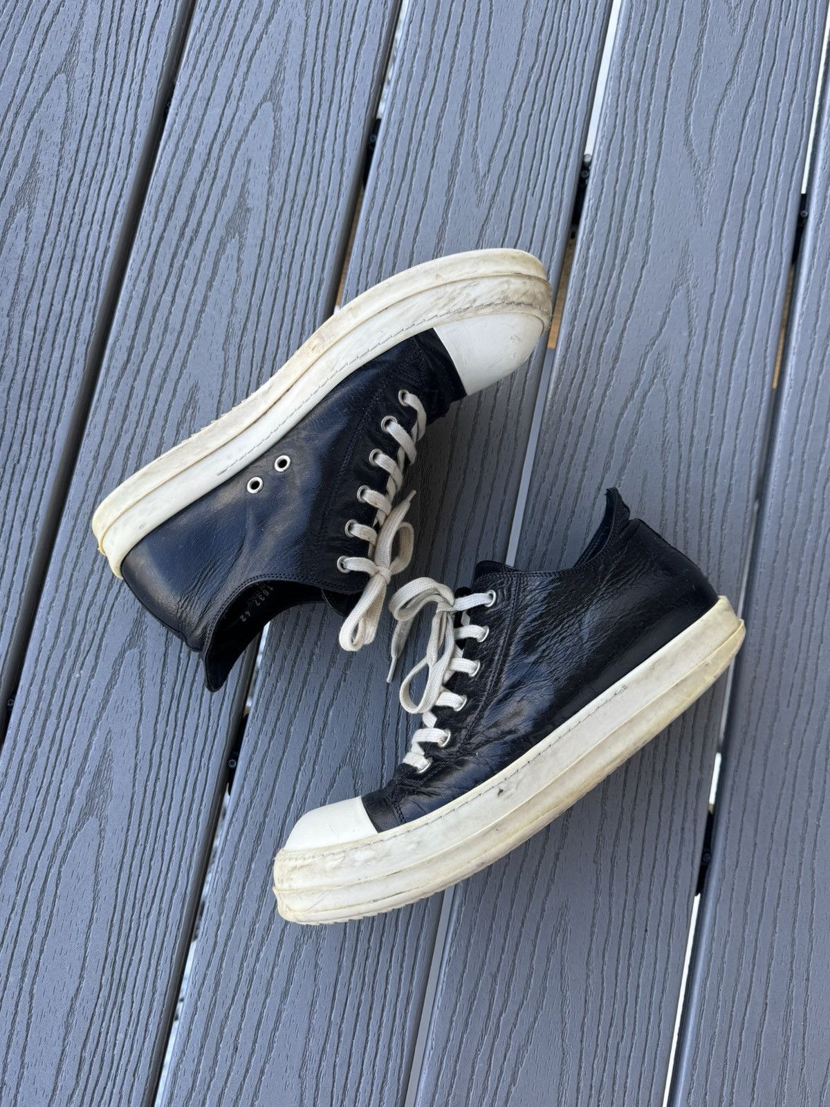 Rick Owens Rick Ownes Distressed Leather Mainline Sneaker Size US 8.5 / EU 41-42 - 1 Thumbnail