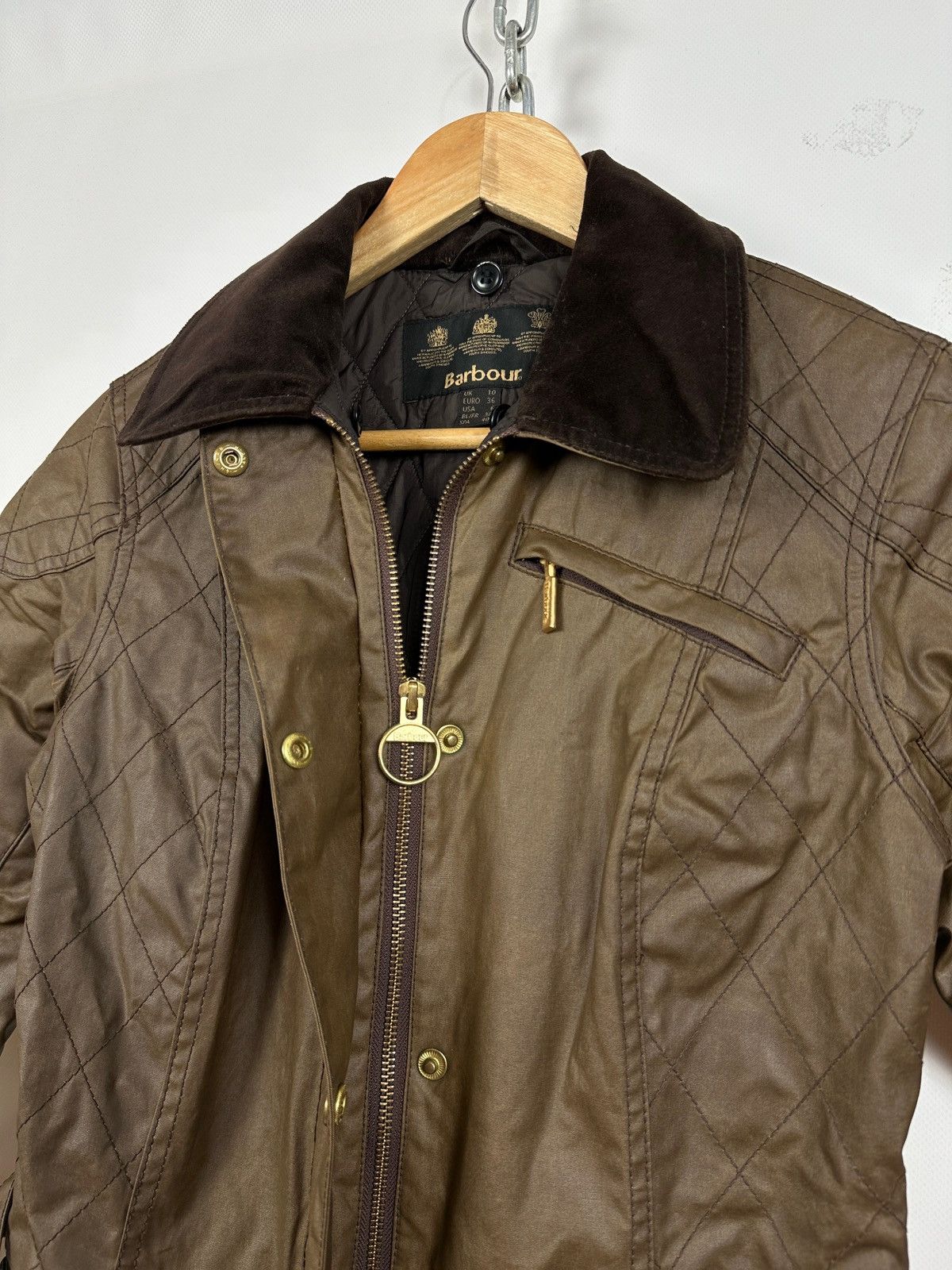 Barbour Women’s Barbour Wax Quilted Belt Brown Jacket Size M / US 6-8 / IT 42-44 - 12 Thumbnail