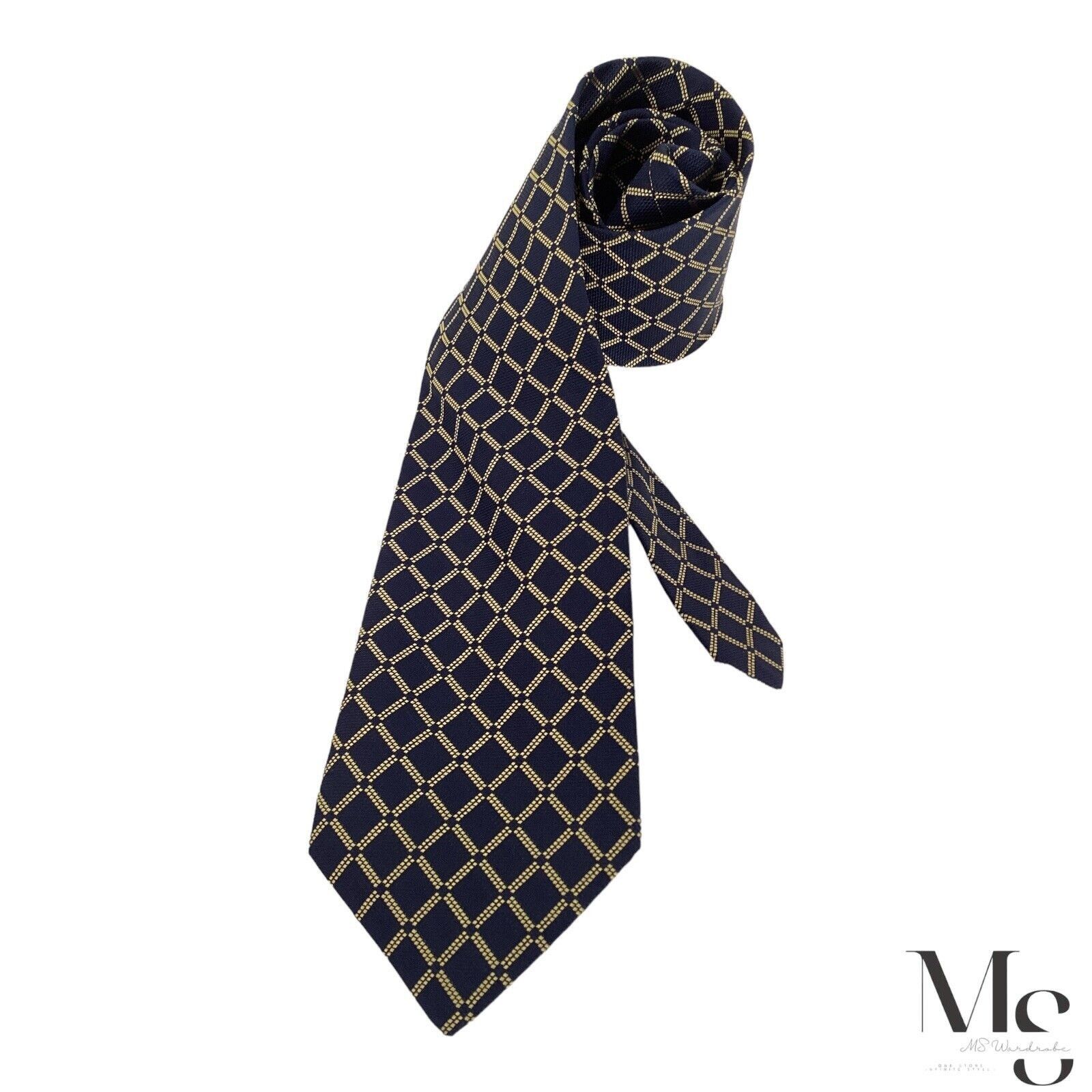 Other JOHN COMFORT Navy Blue & Gold Geometric Silk Tie England Size ONE SIZE - 1 Thumbnail