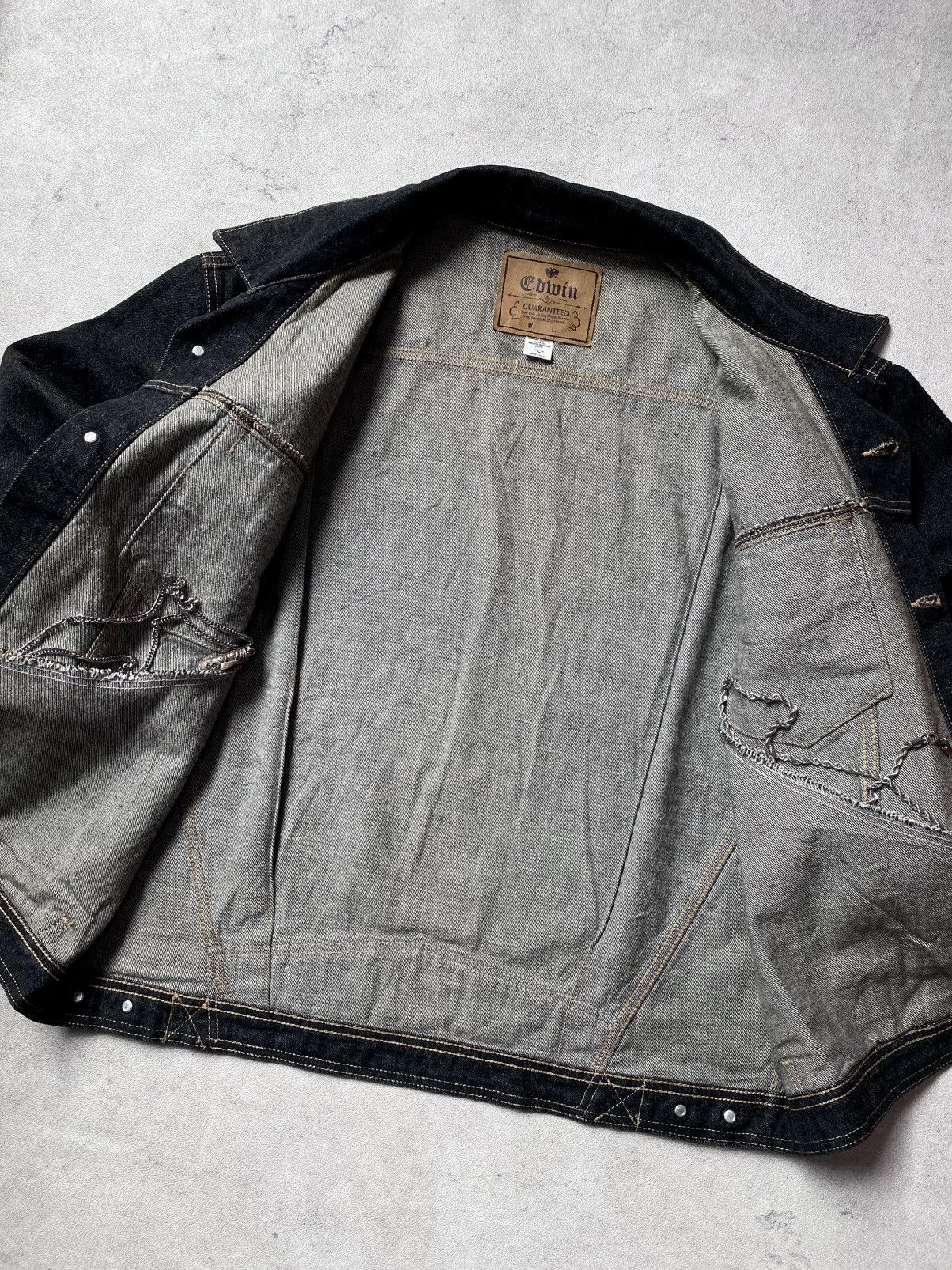 Edwin Vintage 90s EDWIN🇯🇵 Trucker Denim Jacket Black Size US L / EU 52-54 / 3 - 8 Thumbnail
