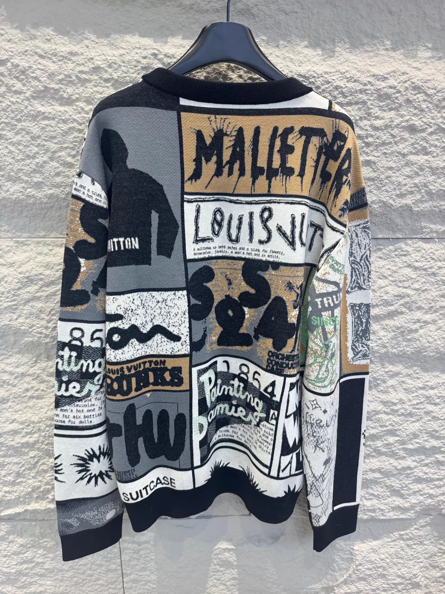 Louis Vuitton LV 24ss graffiti jacquard patchwork knit sweater unisex XL Size US XL / EU 56 / 4 - 4 Thumbnail