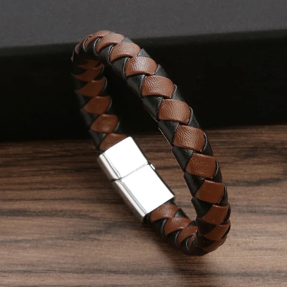 Other 3 Pcs Leather Braided Bracelet Hand Woven Magnetic Size ONE SIZE - 3 Thumbnail