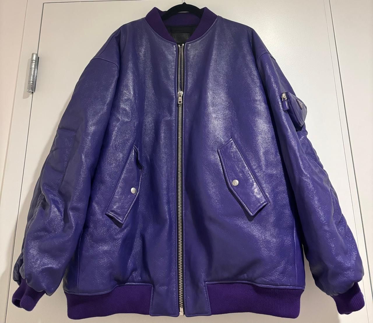 Prada Prada Nappa Leather Purple Bomber Jacket Size US L / EU 52-54 / 3 - 2 Thumbnail