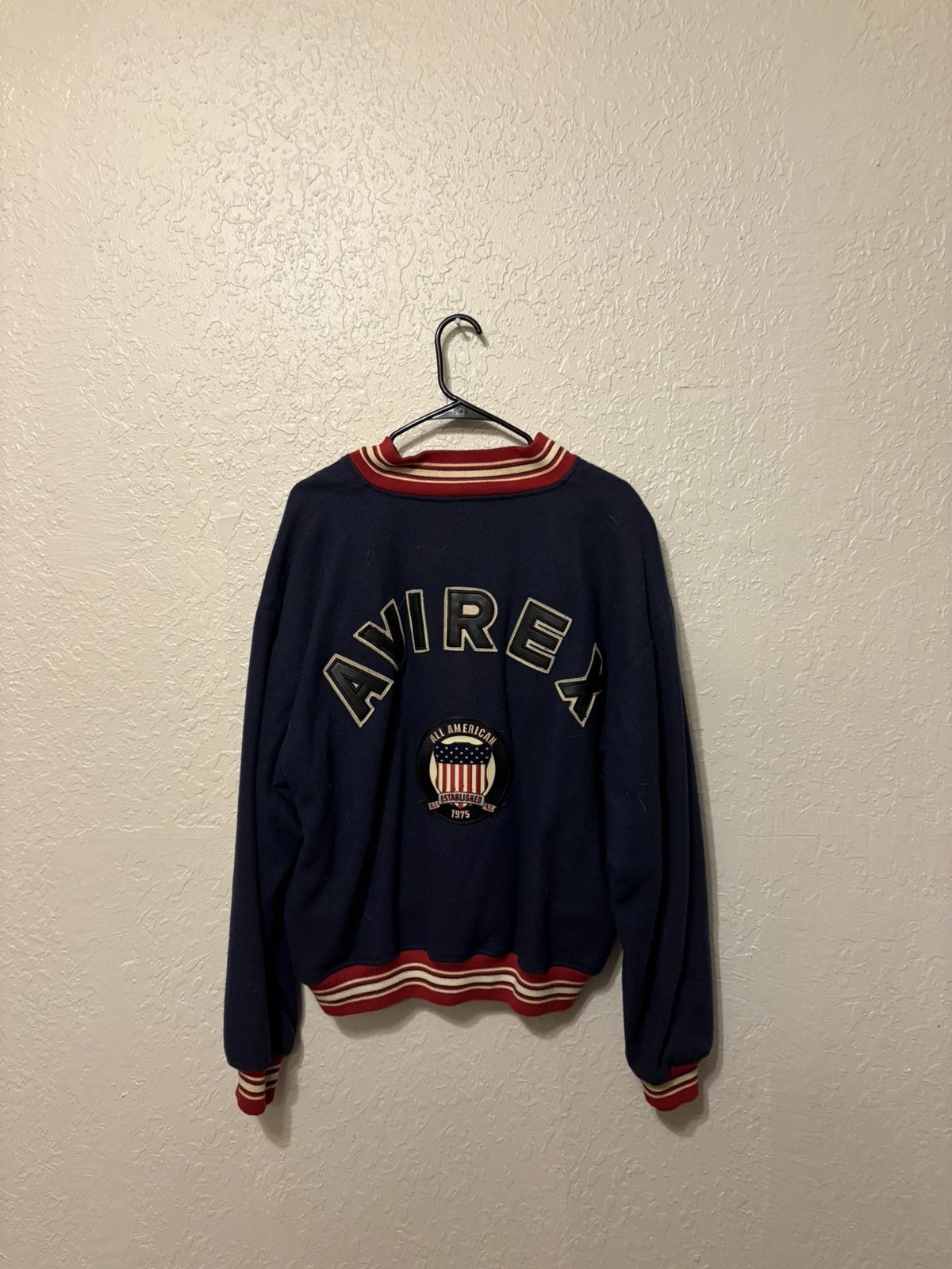 Avirex Vintage Avirex Varsity Half-Zip Jacket – Navy/Red (XL) Size US XL / EU 56 / 4 - 3 Thumbnail