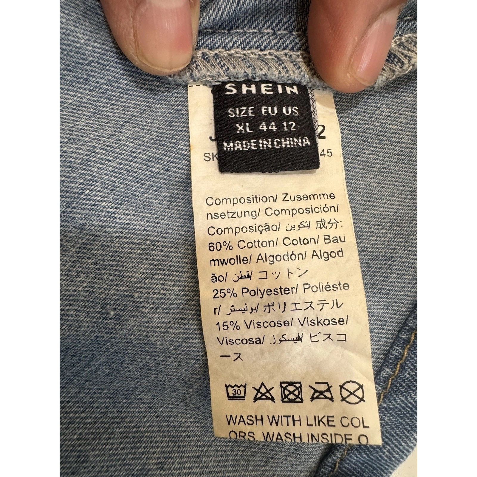 Shein SHEIN Denim Mini Dress XL Blue Button Front Bow Tie Size XL / US 12-14 / IT 48-50 - 3 Thumbnail