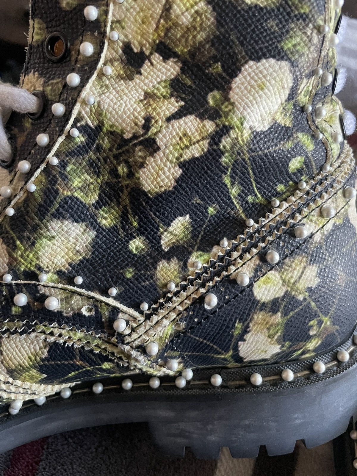 Givenchy × Riccardo Tisci SS15 Floral Studded Pearl Commando Leather Combat Boots Size US 11 / EU 44 - 11 Thumbnail