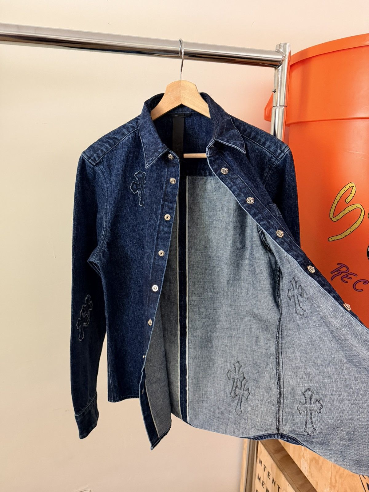 Chrome Hearts Chrome Heart Embroidered Denim Cross Patch Denim Button Up M Size US M / EU 48-50 / 2 - 7 Thumbnail