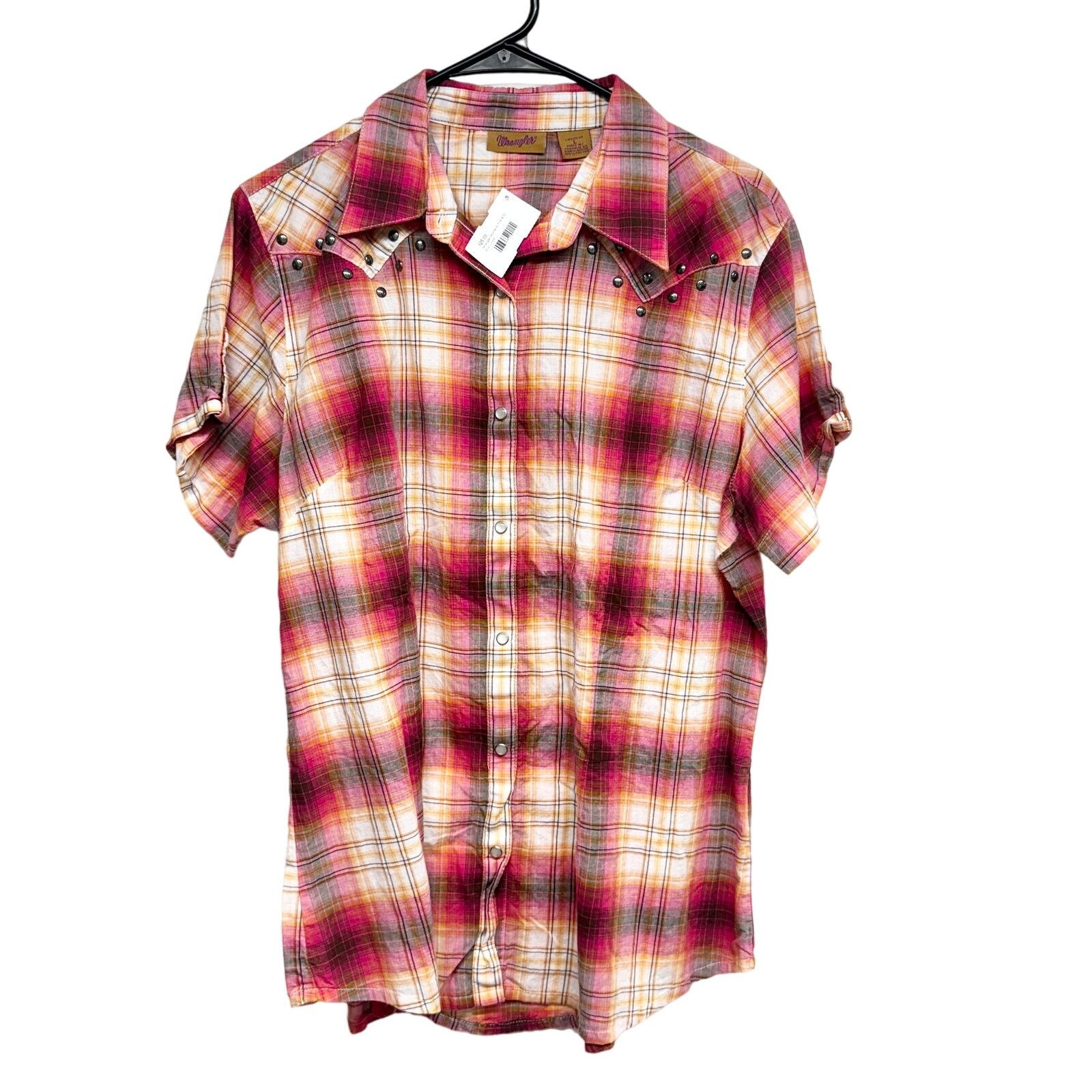 Wrangler Wrangler Plaid Pearl Snap Button Up Short Sleeve Size L Size L / US 10 / IT 46 - 1 Thumbnail