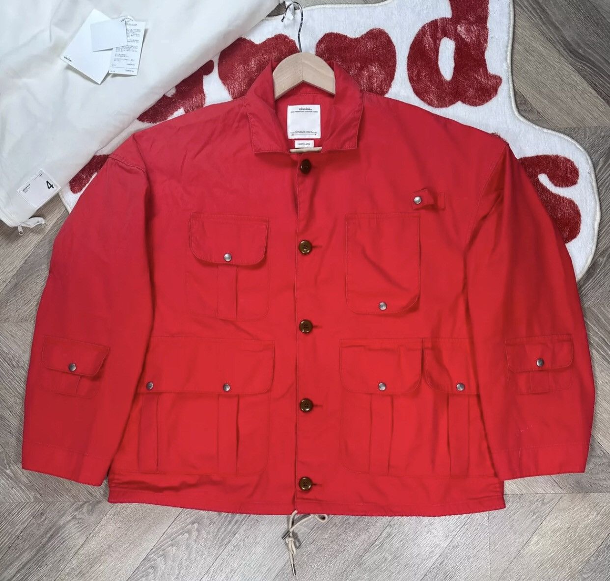 image of Visvim 21Ss Minto Hunting Jkt Multi-Pocket Hunting Jacket in Red, Men's (Size XL)