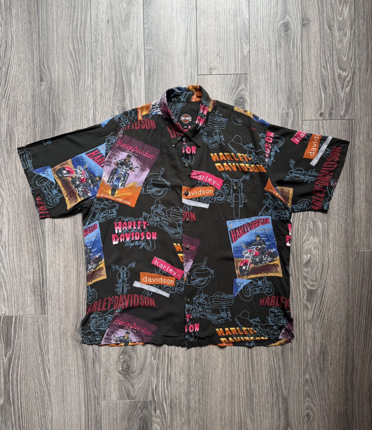Harley Davidson Harley Davidson Bikers 90’s Hawaiian Shirt CRAZY VINTAGE Size US XL / EU 56 / 4 - 2 Thumbnail