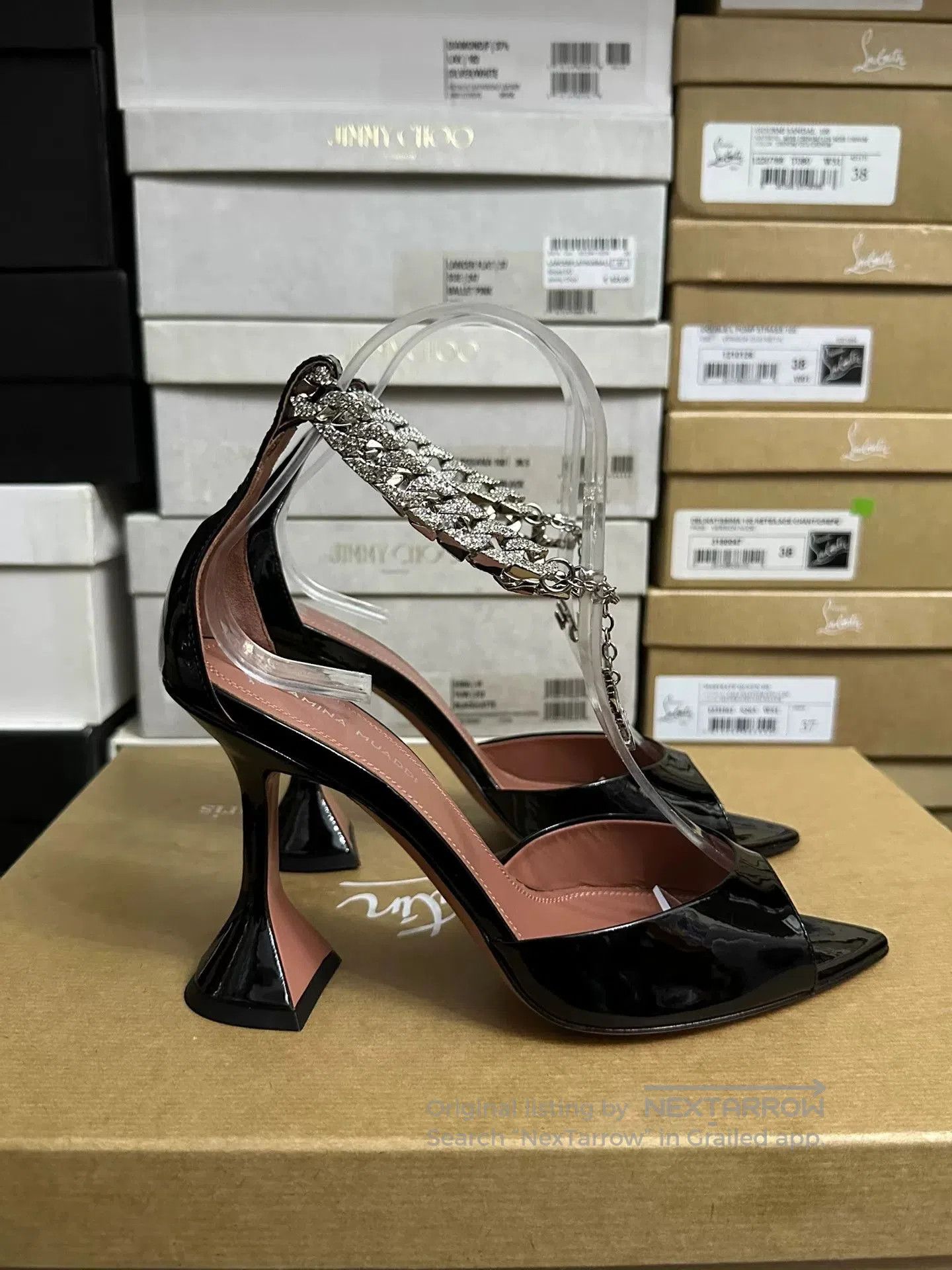 Other Amina Muaddi Black Chain High Heels. Size US 6 / IT 36 - 5 Thumbnail
