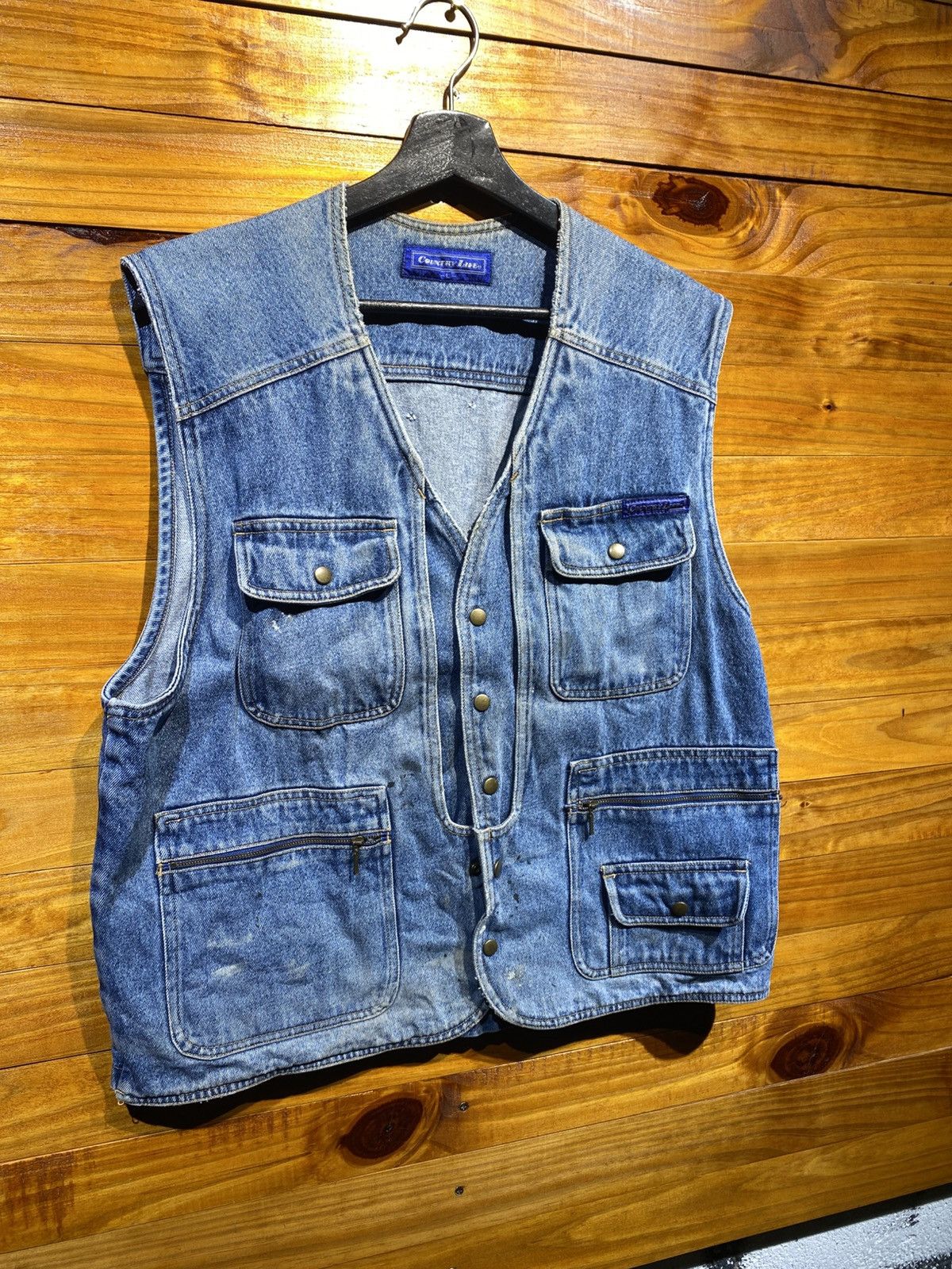 Vintage Vintage Country Life Blue Denim Utility Vest Workwear Style Size US L / EU 52-54 / 3 - 5 Thumbnail