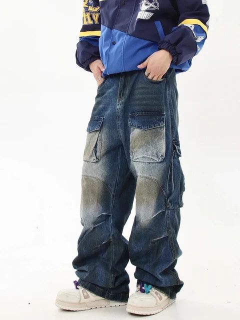 Japanese Brand Dirty Fit Baggy Jeans Straight Pleated Multi-pocket Size US 28 / EU 44 - 2 Thumbnail