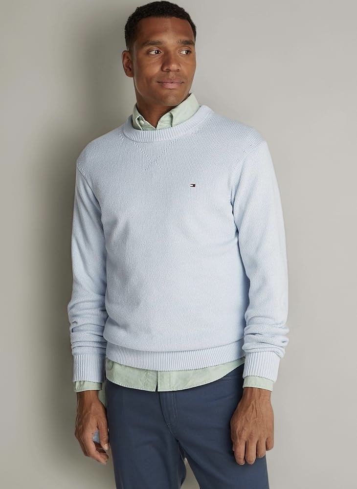 Tommy Hilfiger Tommy Hilfiger Light Blue Chunky Cotton Sweater Crew Neck Size US M / EU 48-50 / 2 - 1 Thumbnail