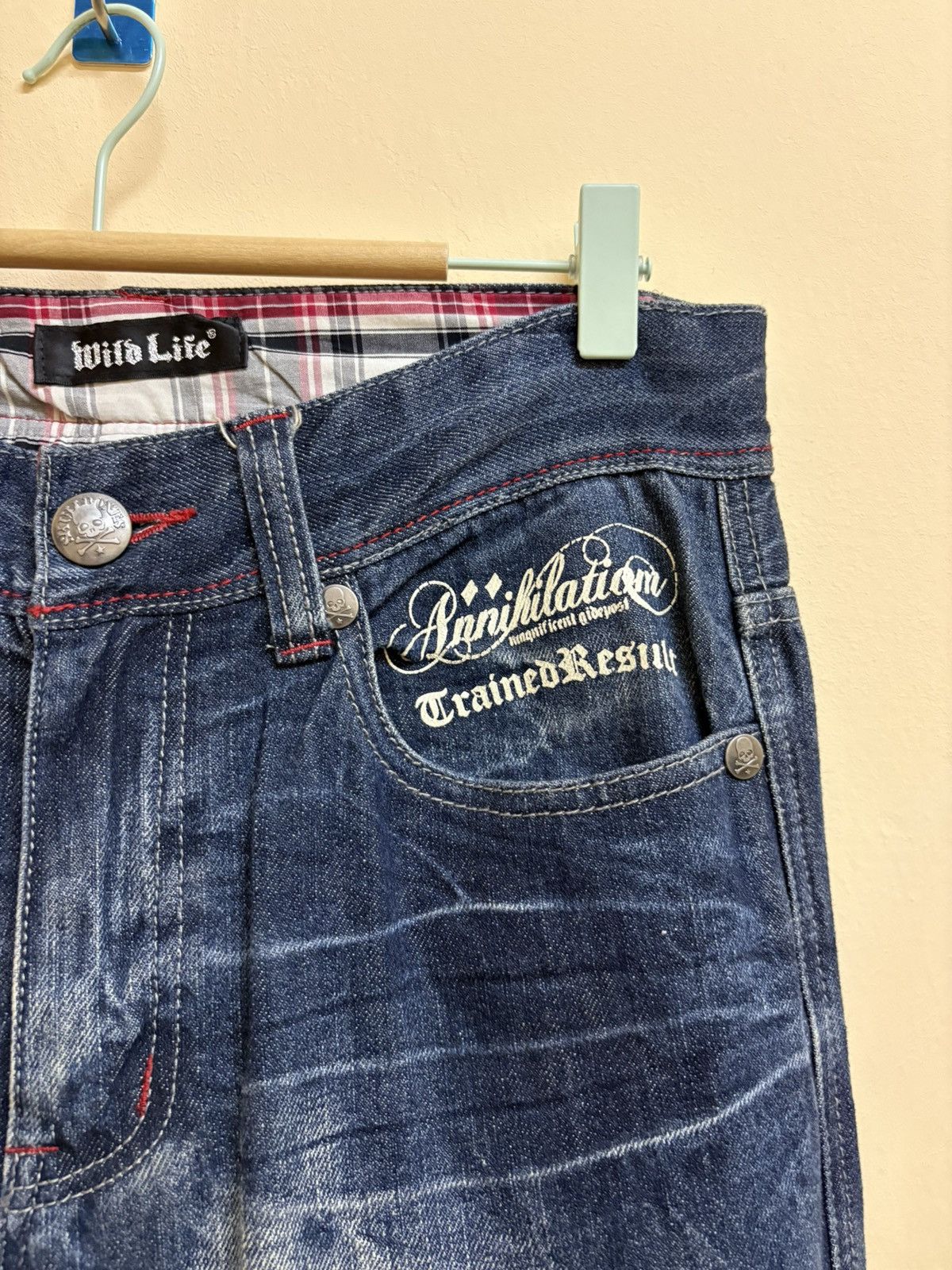 If Six Was Nine × Japanese Brand Vintage Y2k Wild Life Poem Wording Flared Jeans Size US 32 / EU 48 - 9 Thumbnail
