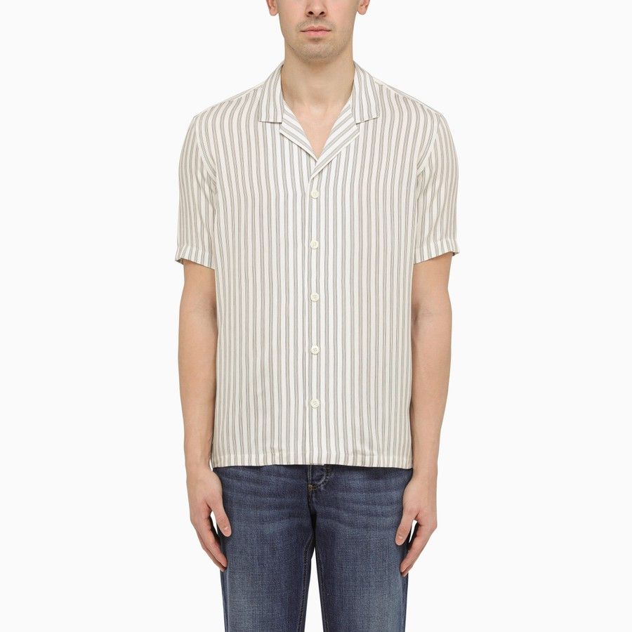image of Pt Torino O1D2Blof0524 Striped Shirts In White & Cream in White/Cream, Men's (Size Small)