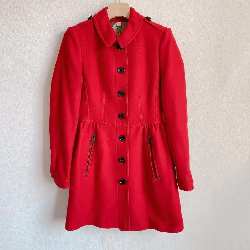 Burberry Burberry Red Wool Blend Long Coat Size S / US 4 / IT 40 - 1 Thumbnail