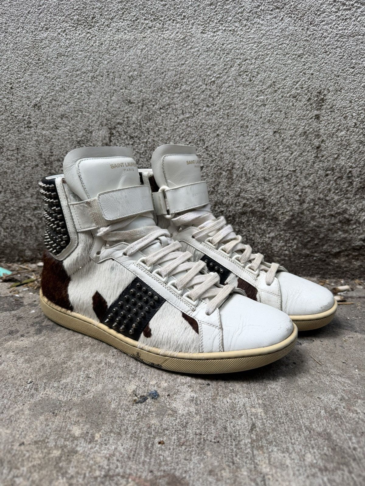 Saint Laurent Paris Saint Laurent FW14 Studded Calf Hair SL/14H high top sneaker Size US 7 / EU 40 - 1 Thumbnail