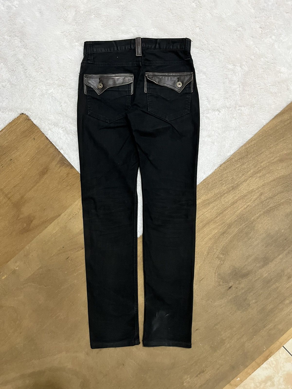 Other Twenty Works Black Leather Pocket Jeans Y2K Japan Size US 30 / EU 46 - 7 Thumbnail