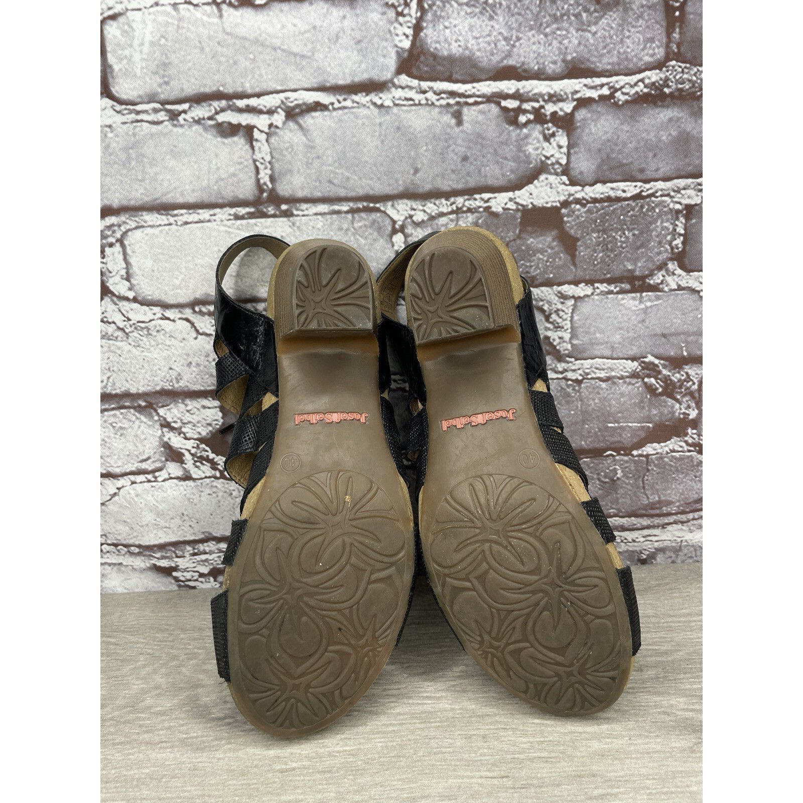 JOSEF SEIBAL Josef Seibel Ruth 29 Black Leather Casual Lace Heel Sandals Size US 9.5 / IT 39.5 - 7 Thumbnail