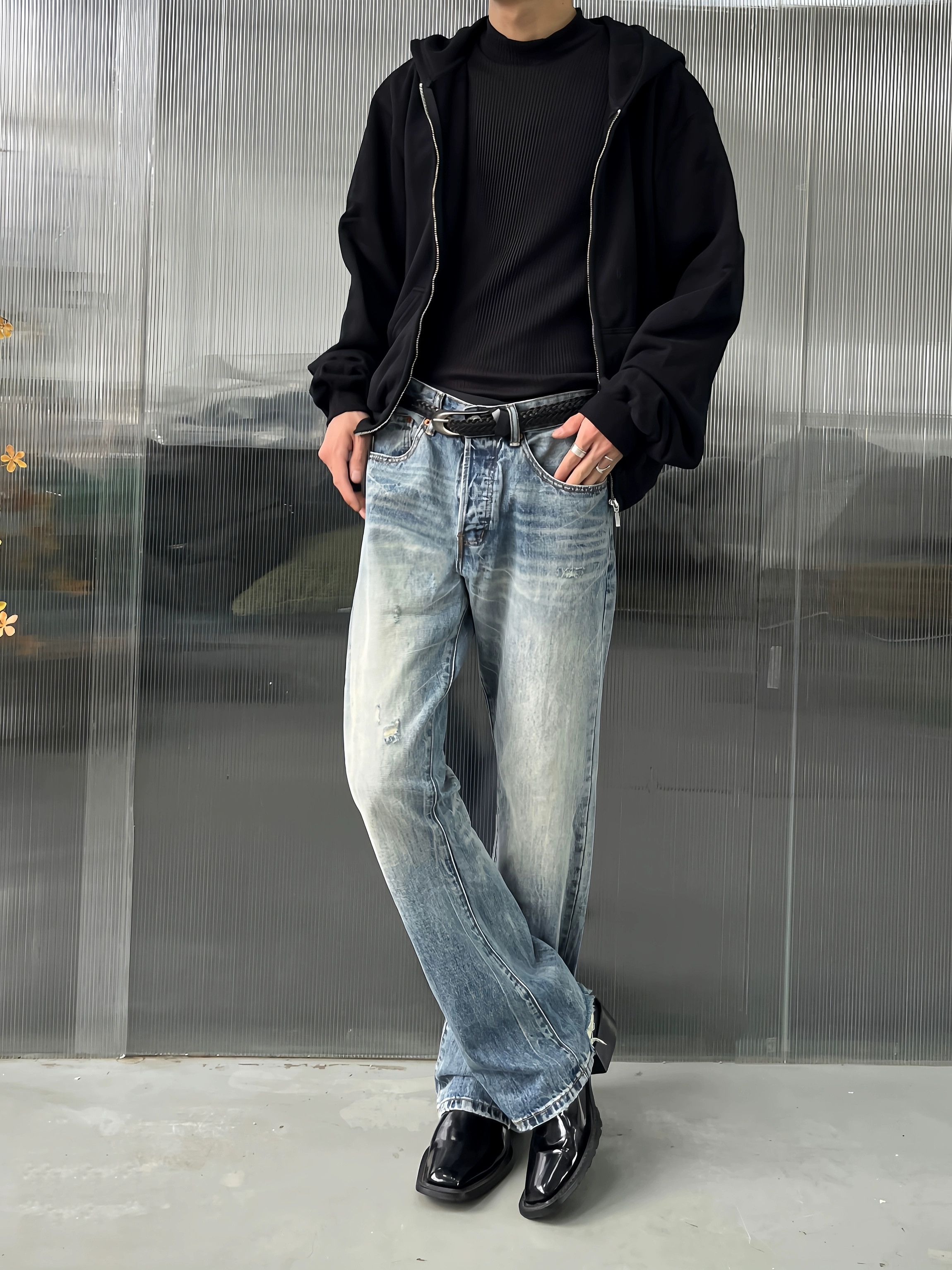 Jean xtl vintage washed faded ripped y2k flared jeans Size US 32 / EU 48 - 1 Thumbnail