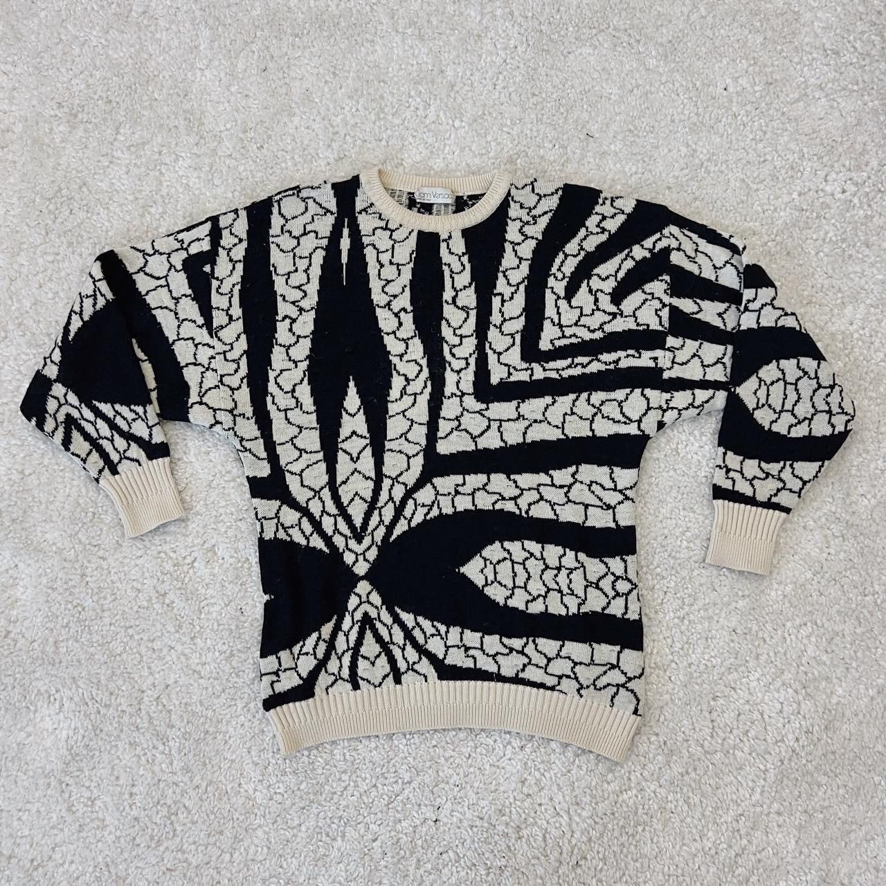 Gianni Versace vintage gianni versace black and white sweater | Grailed