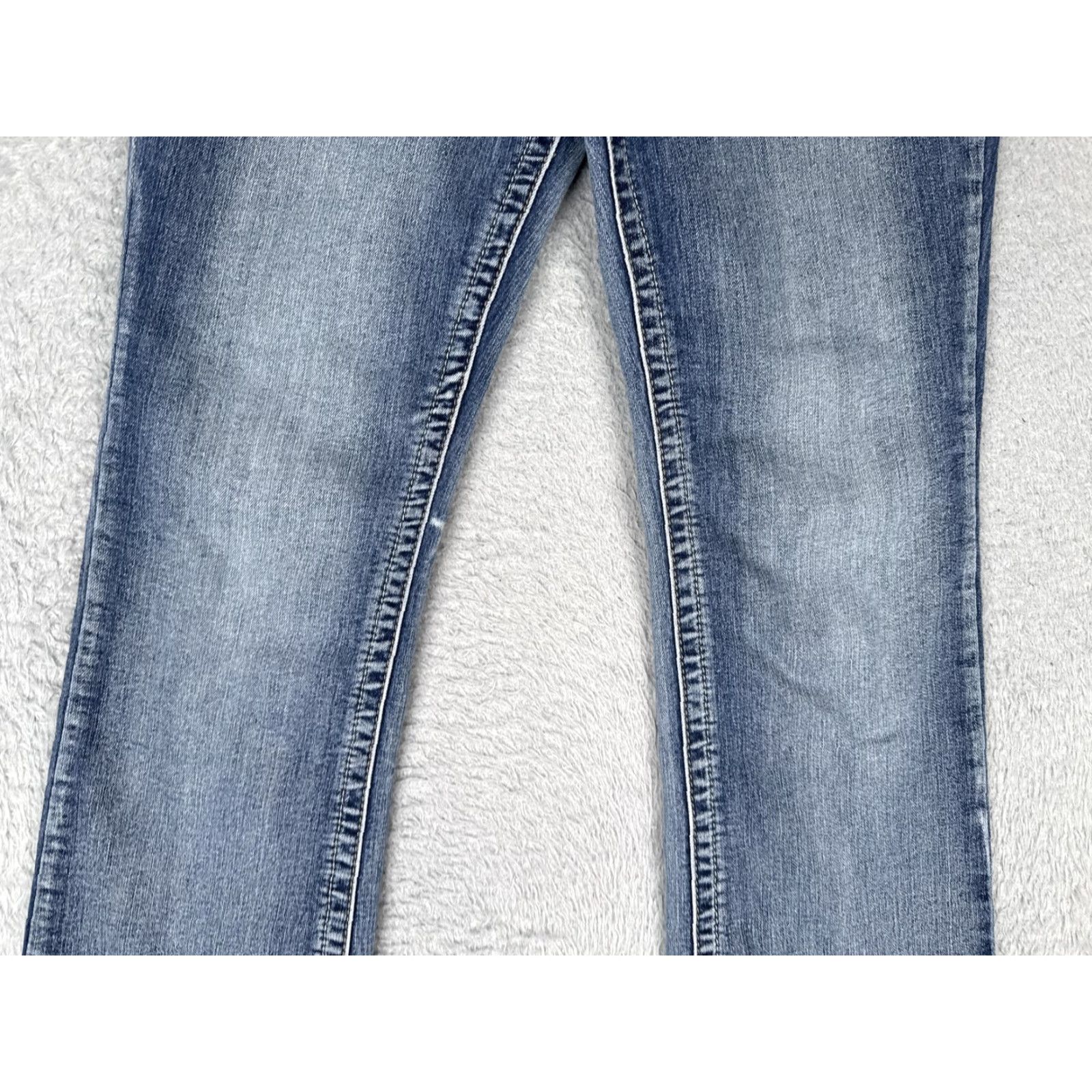 Vintage Maurices Jeans Womens 7/8 Short Blue Medium Wash Bootcut Stretch Denim 29x29 Mens? Size 28" / US 6 / IT 42 - 3 Thumbnail
