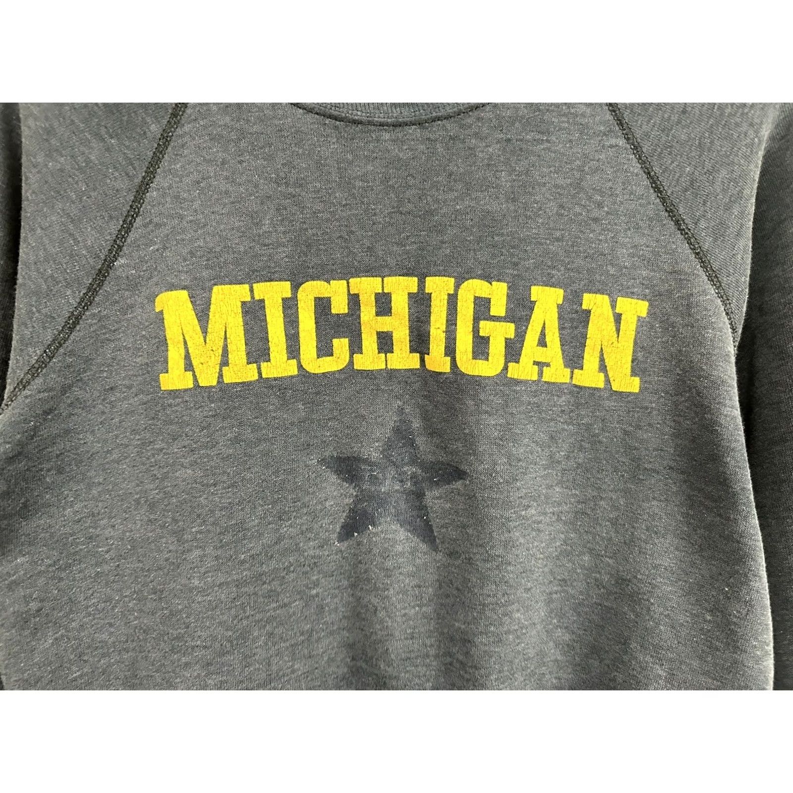 Vintage VINTAGE 80s University of Michigan Star Raglan Sweatshirt M Blue Mens Size US M / EU 48-50 / 2 - 3 Thumbnail