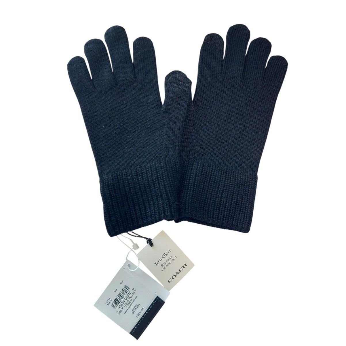 Coach Coach Knit Tech Gloves With Rubber Patch Black S/M Size ONE SIZE - 2 Thumbnail