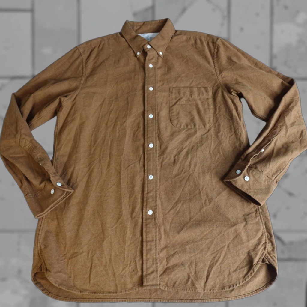 Muji MUJI Mens Shirt XL Beige Solid Button Down Flannel Solid 100% Cotton Size US XL / EU 56 / 4 - 1 Thumbnail