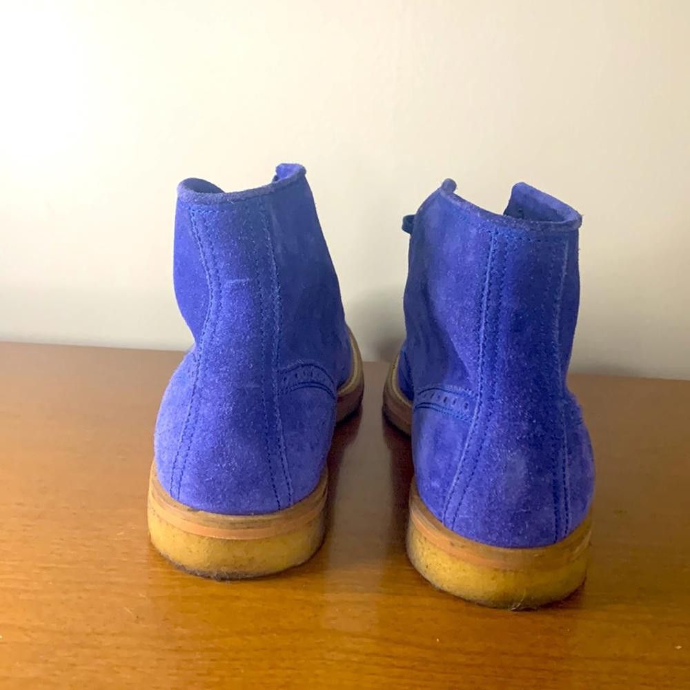 Hugo HUGO-Blue wingtip ankle boot- sz 42-Suede with leather sole Size US 8.5 / EU 41-42 - 4 Thumbnail