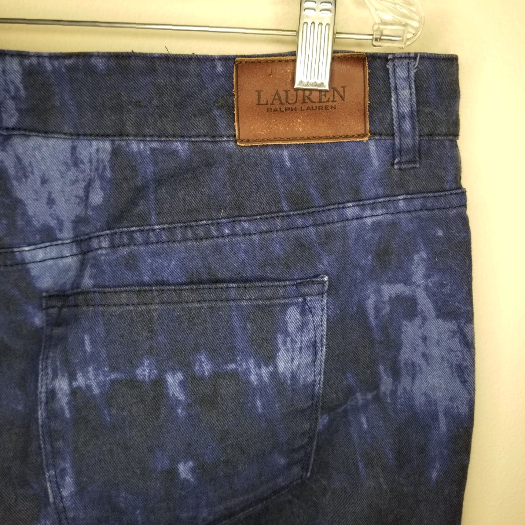 Ralph Lauren Lauren Ralph Lauren Womens Jeans Size 14 Skinny Cropped Blue Tie Dye Size 36" / US 14 / IT 50 - 6 Thumbnail