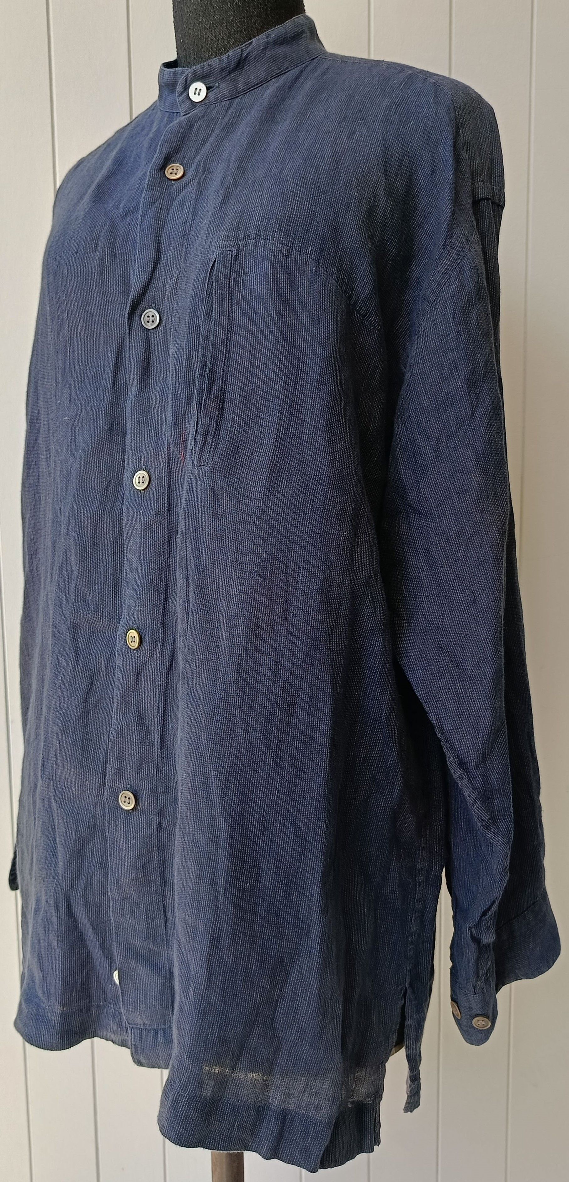 Issey Miyake Issey Miyake IM studio Japan mandarin navy blue linen shirt Size US M / EU 48-50 / 2 - 5 Thumbnail