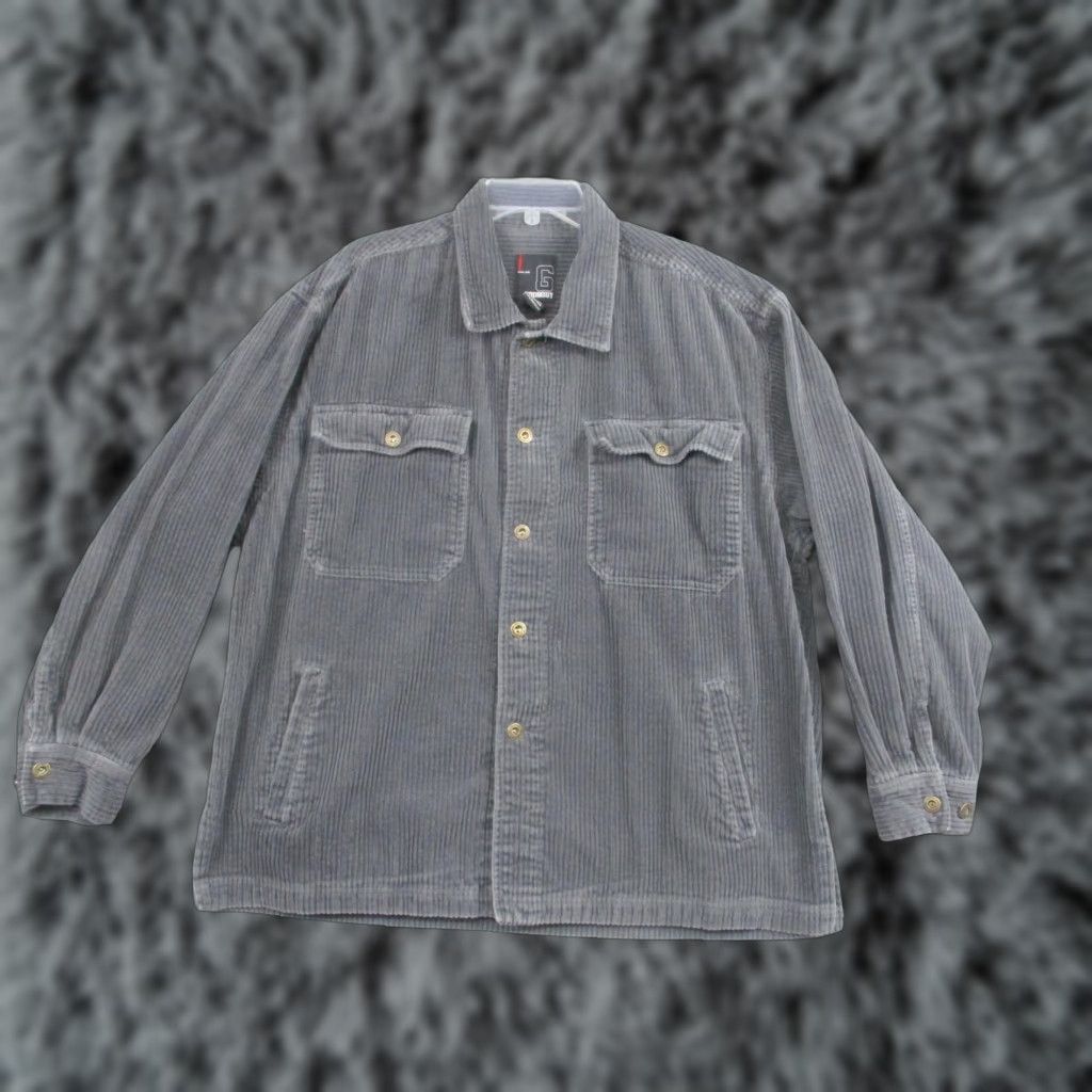 Vintage Godbody Jacket Mens XL Gray Corduroy Snap Front Military Shirt Jacket Workwear Size US XL / EU 56 / 4 - 1 Thumbnail