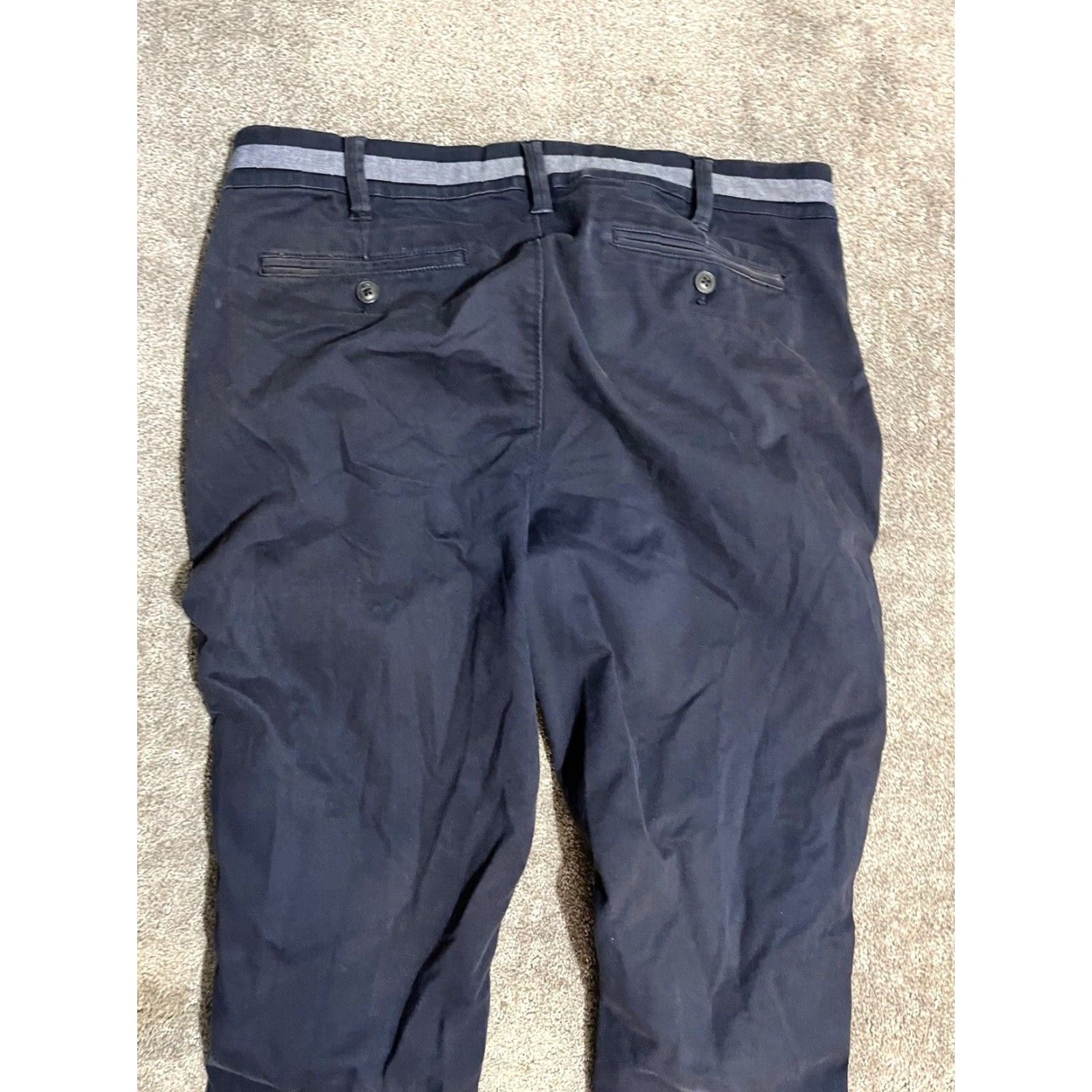 Express Express Comfort Skinny Chino Pants Men's 34x30 Navy Blue Flat Front Size US 34 / EU 50 - 4 Thumbnail