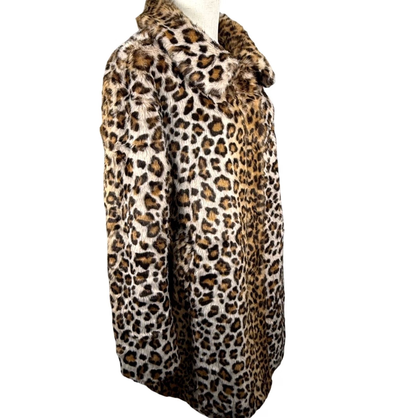 Vintage Bellivera Women XL Faux Fur Coat Leopard Print Snap Closure Overcoat Winter Size XL / US 12-14 / IT 48-50 - 4 Thumbnail