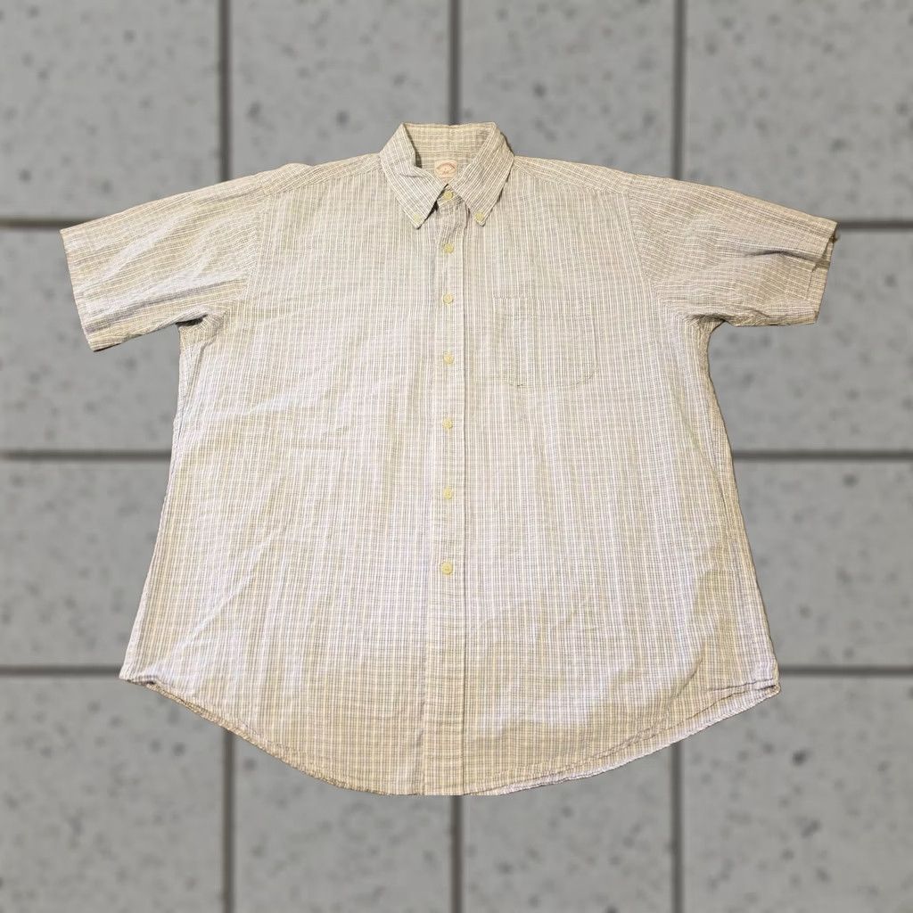 Brooks Brothers Brooks Brothers Blue Button Dress Shirt Short Sleeve Cotton Large Mens Size 42R - 1 Thumbnail