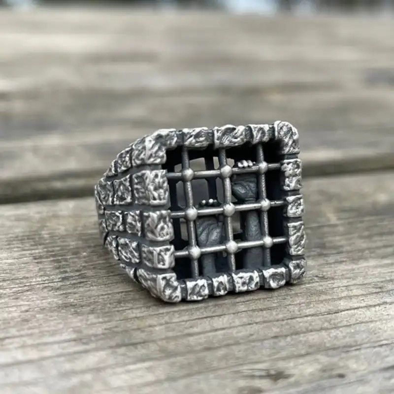 Jewelry × Vintage Punk 3D Prison Ring A prisoner Movie Anel Fashion Gothic Size ONE SIZE - 4 Thumbnail