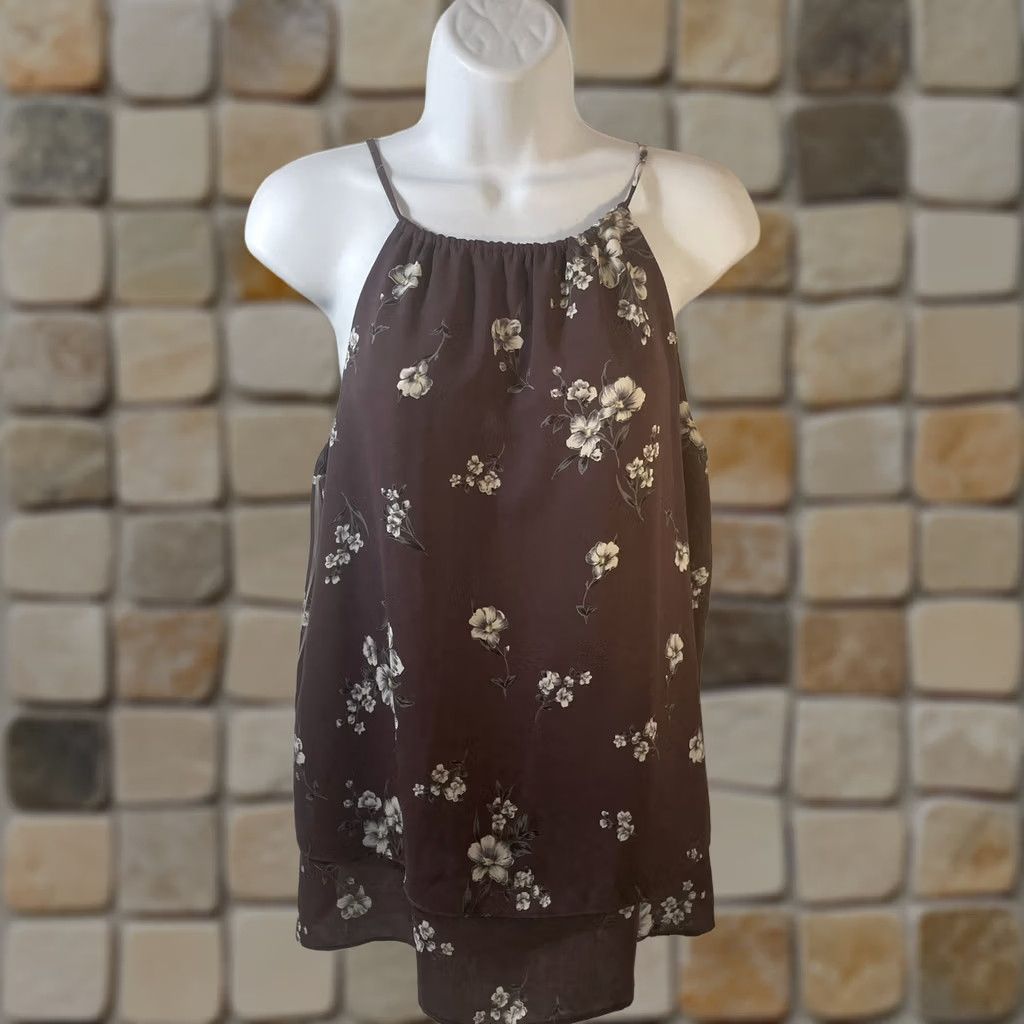 Vintage Alya Halter Top Blouse Women Small Purple Floral Tie Back USA Size S / US 4 / IT 40 - 1 Thumbnail