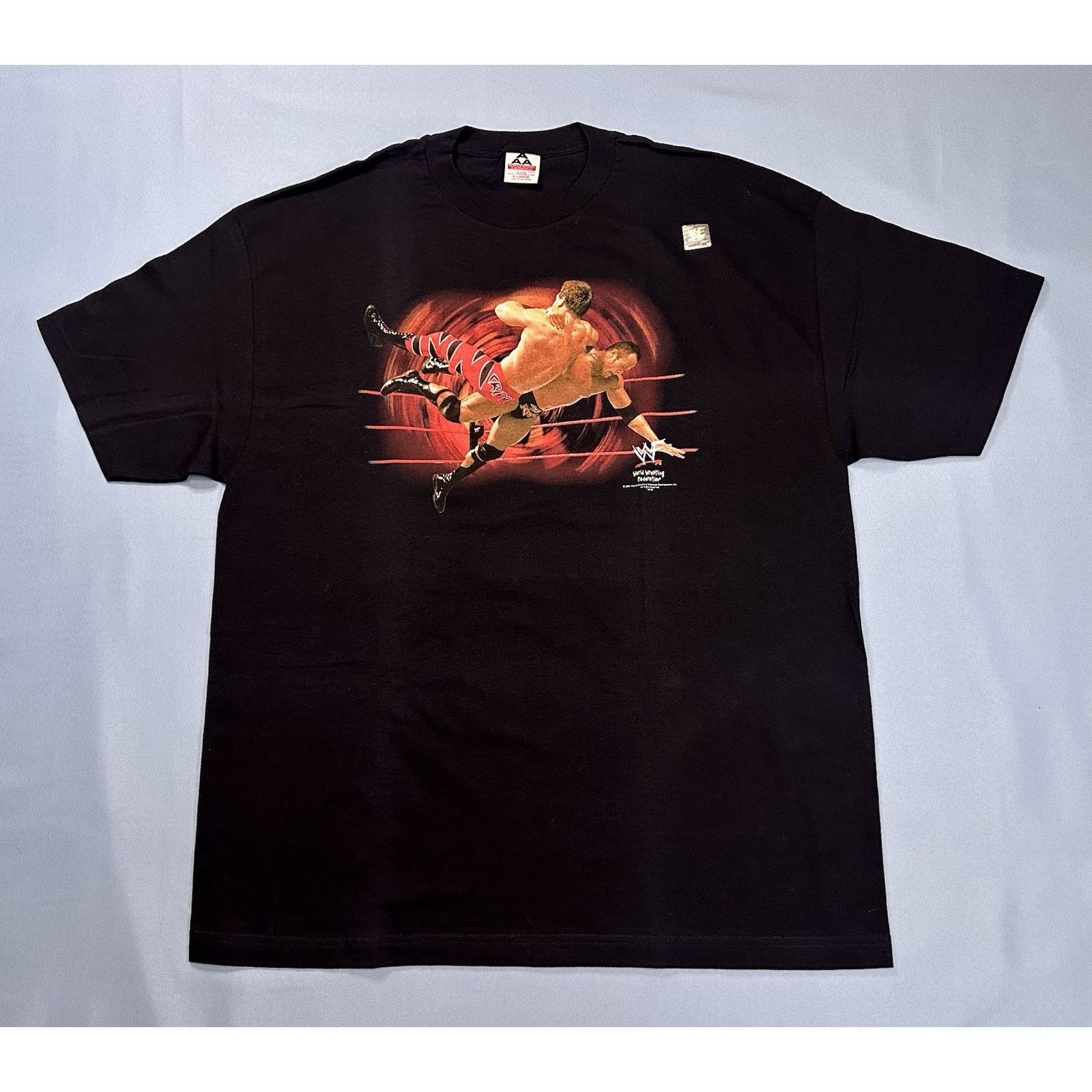 AAA 2001 WWF The Rock Bottom Chris Benoit Tee XL Deadstock Size US XL / EU 56 / 4 - 1 Thumbnail