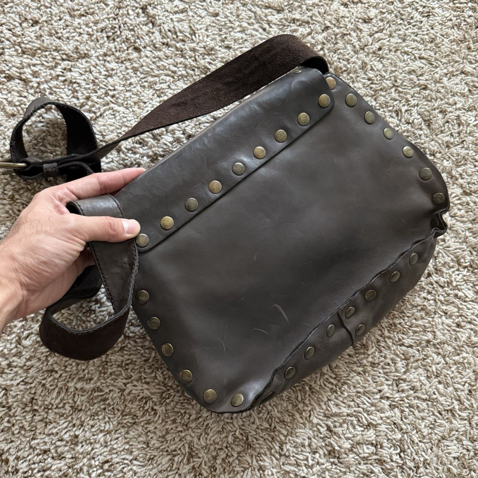 Patricia Nash Dark Brown Leather Bag Purse Shoulder Studded