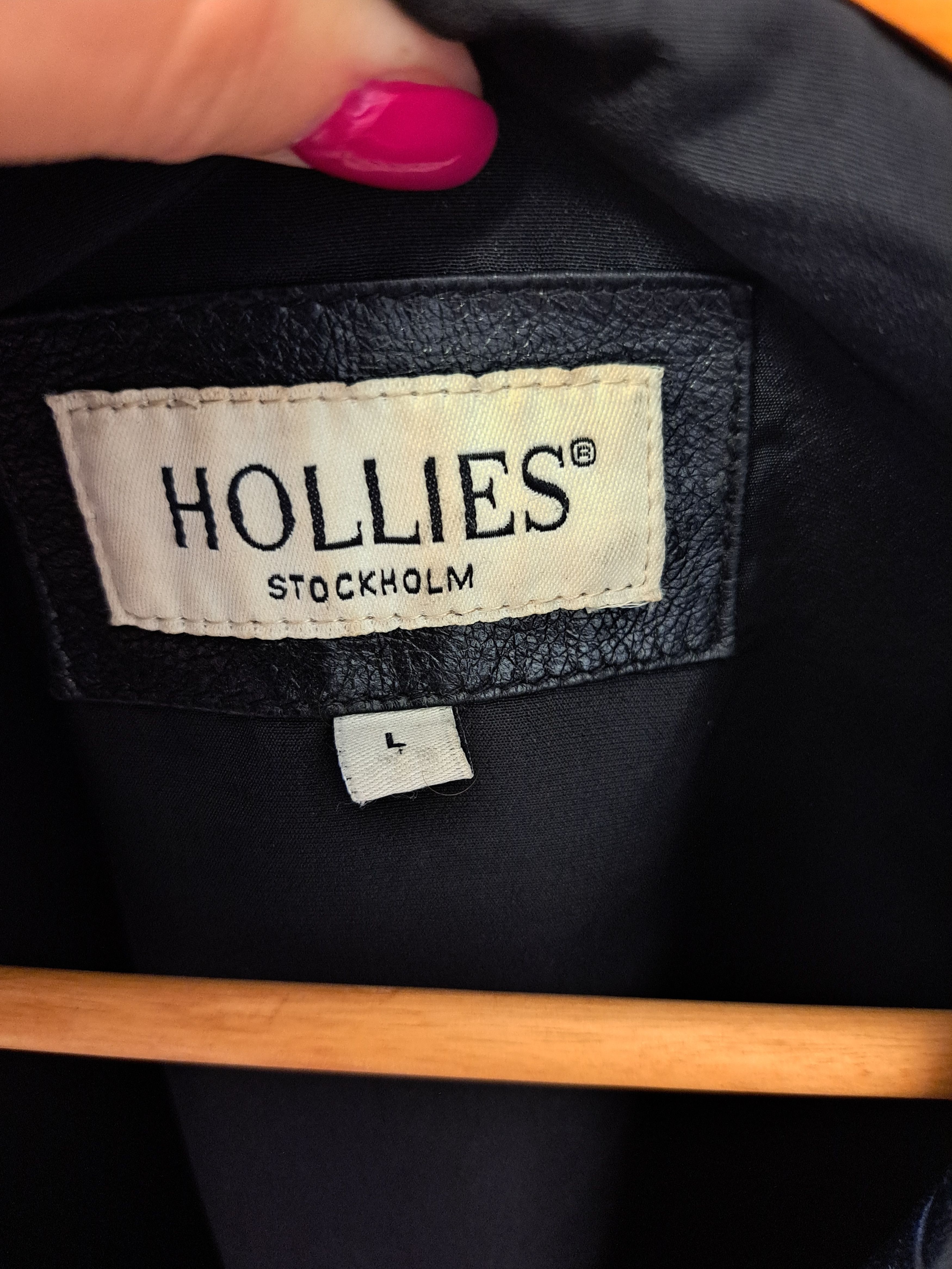 Genuine Leather Vintage blac leather jacket Hollies Stockholm, L size Size US L / EU 52-54 / 3 - 3 Thumbnail