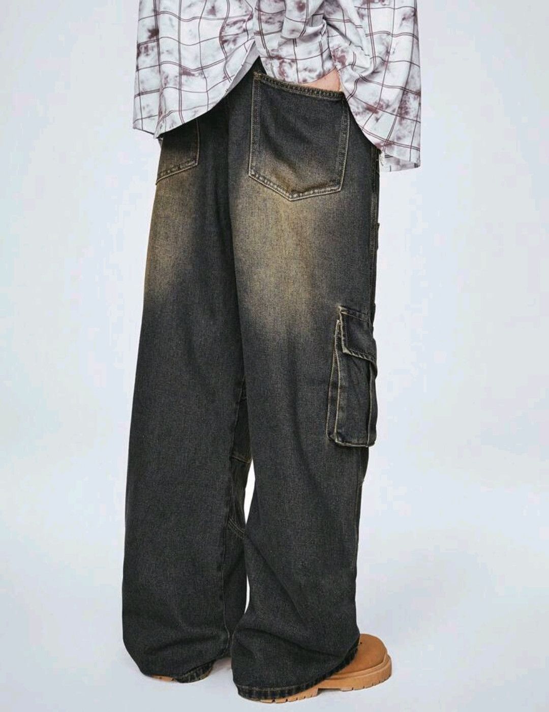 Japanese Brand × Vintage Grunge Baggy Patch Slap Pocket Baggy Loose Jeans Size US 32 / EU 48 - 3 Thumbnail