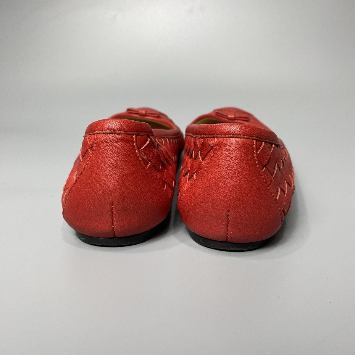 Bottega Veneta Red Leather Woven Ballet Flats Size US 6 / IT 36 - 7 Thumbnail