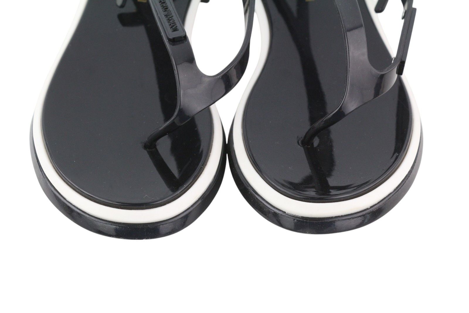 Emporio Armani EU37 Black Jelly Thong Slingback 84786 Size US 6 / IT 36 - 3 Thumbnail